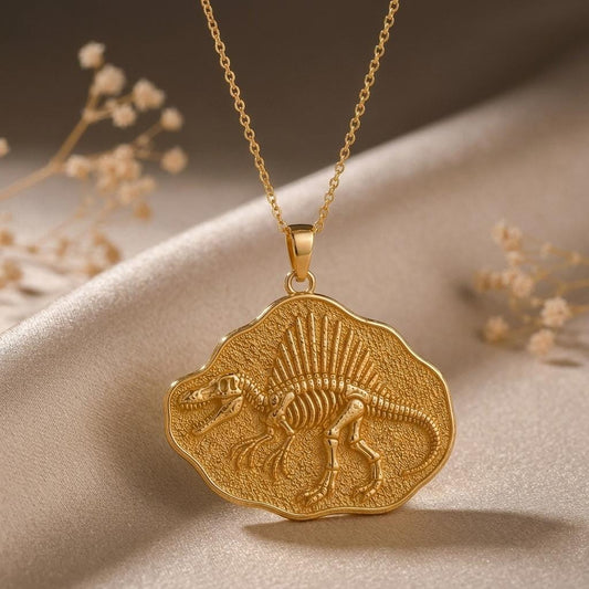 Spinosaurus Fossil Pendant | 925 Sterling Silver | Dinosaur Fossil Theme | Unique Science Gift