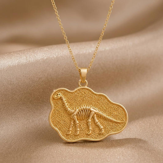 Brachiosaurus Fossil Pendant Necklace | 925 Sterling Silver | Prehistoric Fossil Style | Gift for Science Lovers