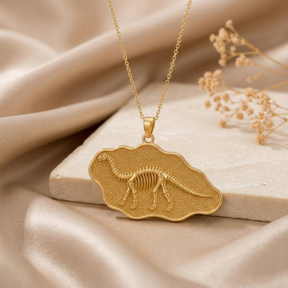 Apatosaurus Fossil Pendant | 925 Sterling Silver for Science Fans | Paleontology Theme Unique Design | Educational & Thoughtful Gift