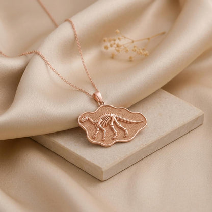 Iguanodon Fossil Pendant Necklace | 925 Sterling Silver | Dinosaur Fossil Theme | Science Lover Gift