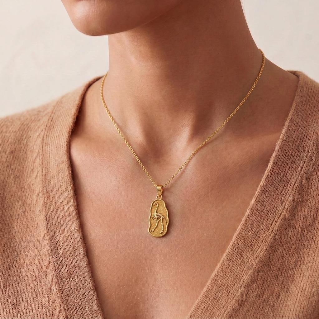 Gallimimus Fossil Pendant Necklace | 925 Sterling Silver | Paleontology Inspired Design | Unique Science Enthusiast Gift