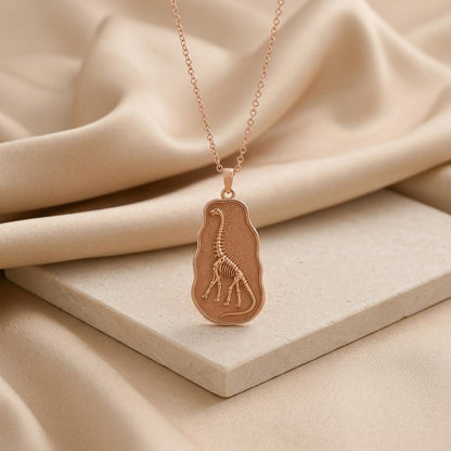 Argentinosaurus Fossil Pendant Necklace | 925 Sterling Silver | Paleontology Theme | Science Lover Gift