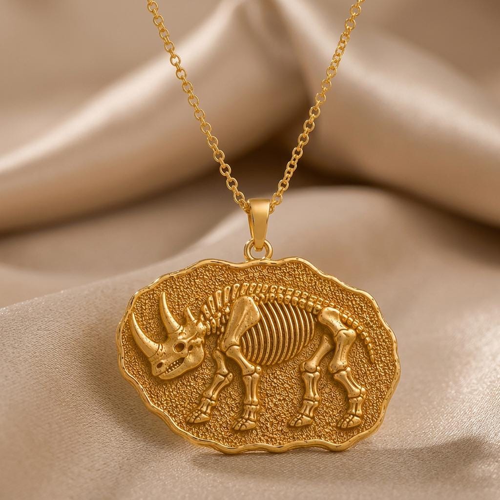 Arsinoitherium Fossil Pendant Necklace | 925 Sterling Silver | Prehistoric Animal Theme | Unique Science Gift
