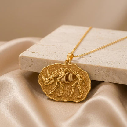 Arsinoitherium Fossil Pendant Necklace | 925 Sterling Silver | Prehistoric Animal Theme | Unique Science Gift