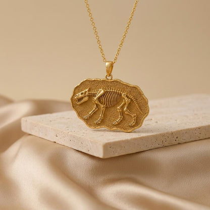 Hyaenodon Fossil Pendant Necklace | 925 Sterling Silver Jewelry | Prehistoric Fossil Skeleton | Unique Science Lover Gift