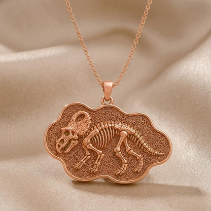 Protoceratops Fossil Pendant | 925 Sterling Silver | Dinosaur Fossil Theme | Unique Paleontology Gift