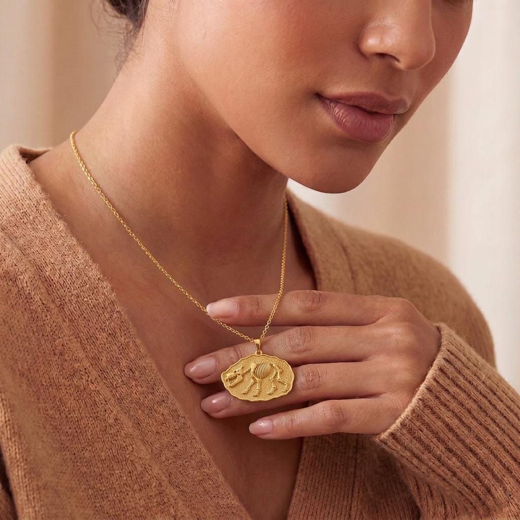 Entelodon Fossil Pendant Necklace | 925 Sterling Silver | Paleontology Inspired | Unique Statement Gift