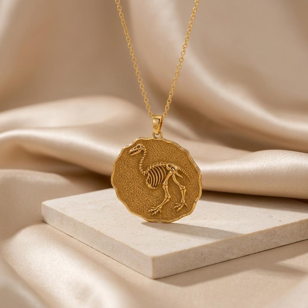 Aepyornis Fossil Pendant Necklace | 925 Sterling Silver | Paleontology Theme | Science Lover Gift