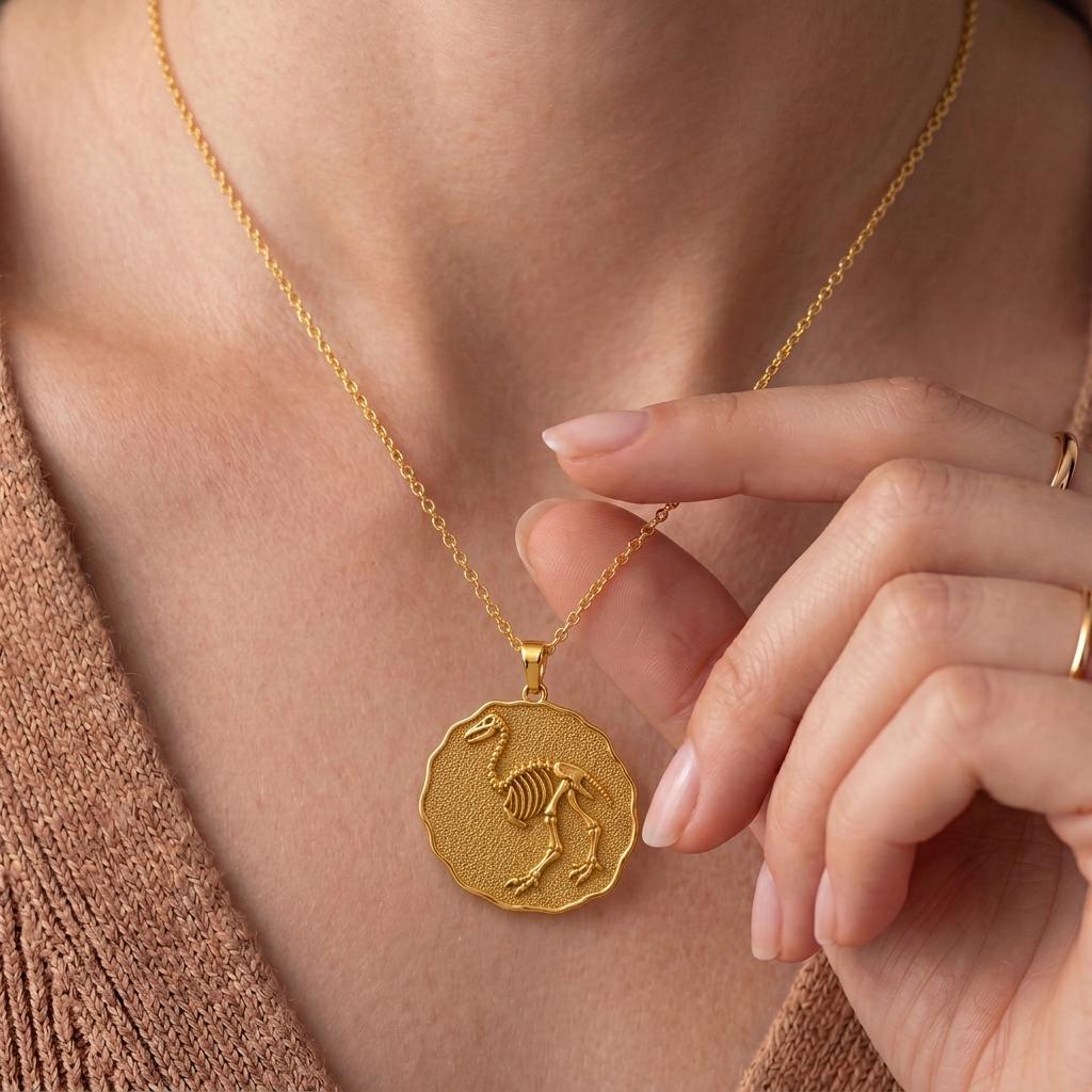 Aepyornis Fossil Pendant Necklace | 925 Sterling Silver | Paleontology Theme | Science Lover Gift