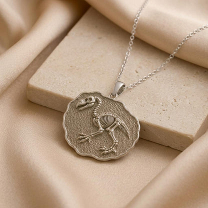 Gastornis Fossil Pendant Necklace | 925 Sterling Silver | Prehistoric Fossil Theme | Paleontology Lover Gift