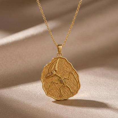 Tapejara Fossil Pendant Necklace | 925 Sterling Silver | Paleontology Inspired | Science Lover Gift