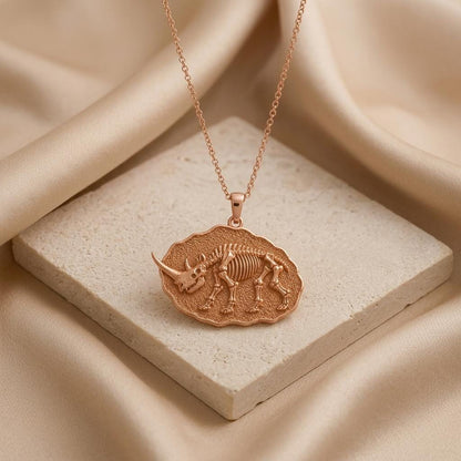 Elasmotherium Fossil Pendant | 925 Sterling Silver | Prehistoric Fossil Design | Unique Science Lover Gift