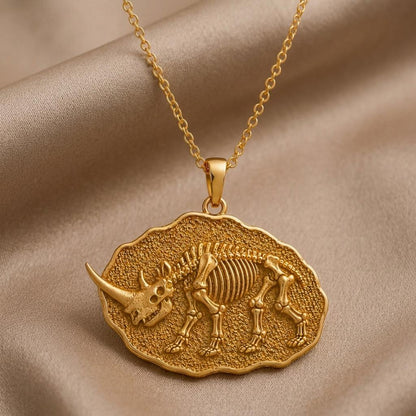 Elasmotherium Fossil Pendant | 925 Sterling Silver | Prehistoric Fossil Design | Unique Science Lover Gift