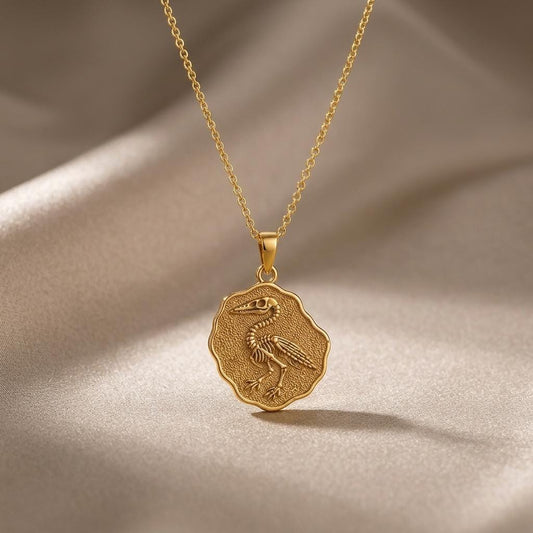 Ichthyornis Fossil Pendant | Plated Sterling Silver | Paleontology Inspired | Unique Science Gift