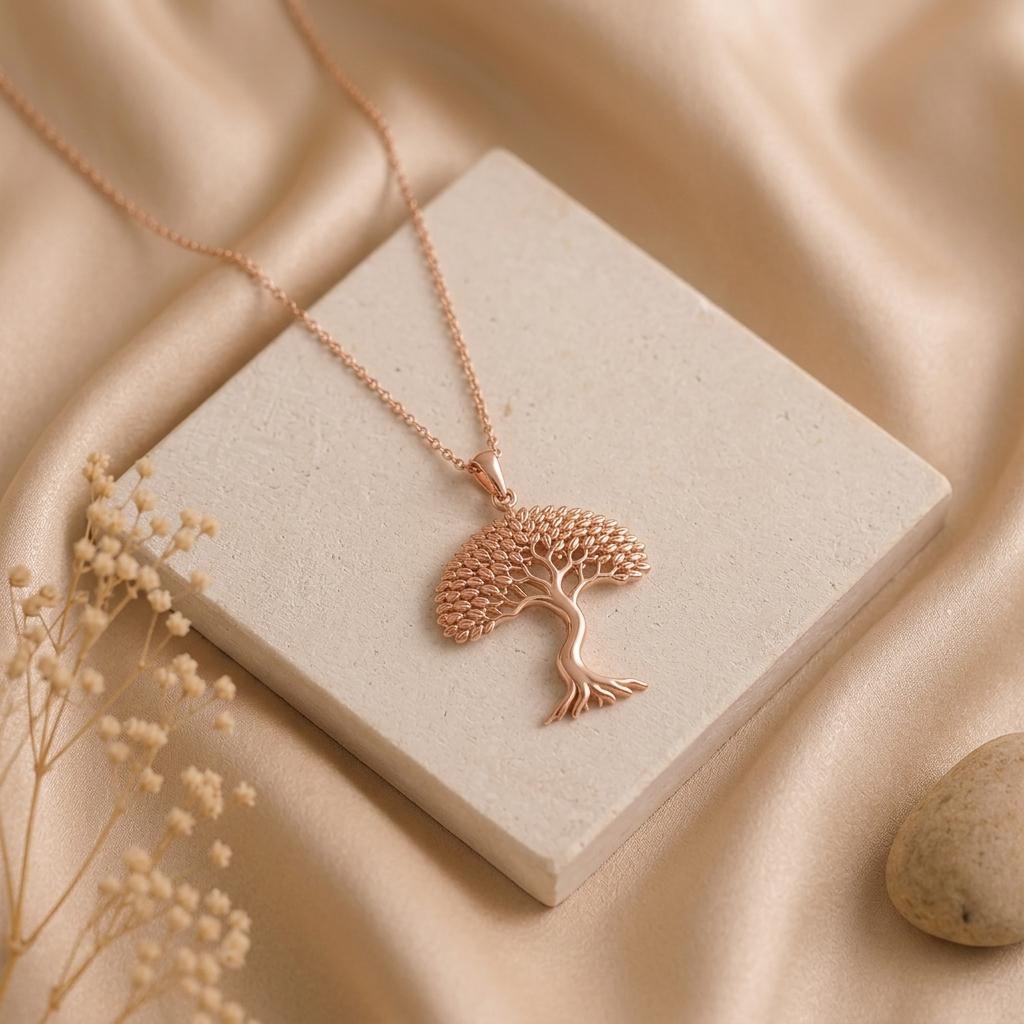 Elm Whisper Necklace | Gold Plated Sterling Silver | Tree of Life Design | Symbolic Family Present