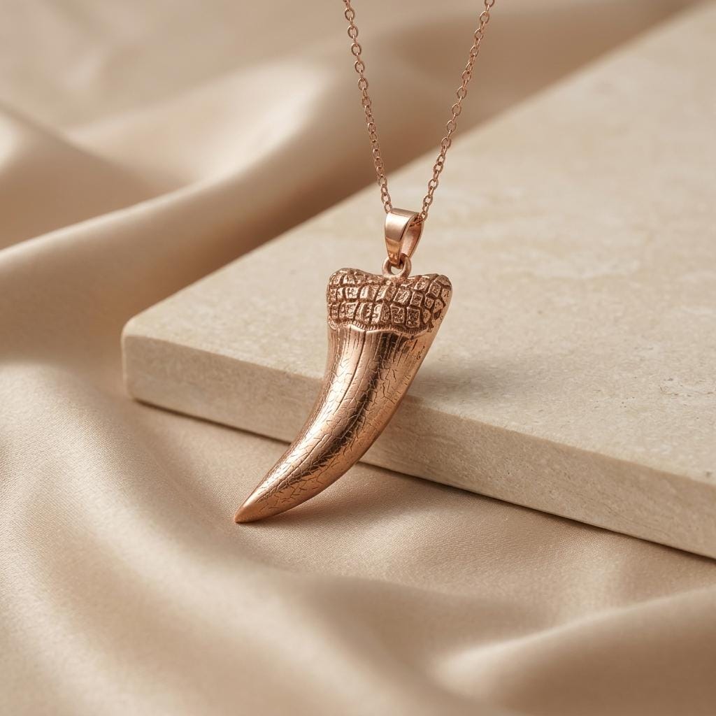Sarcosuchus Tooth Pendant | 925 Sterling Silver for Men & Women | Ancient Fossil Inspired Jewelry | Unique Gift for History Lovers