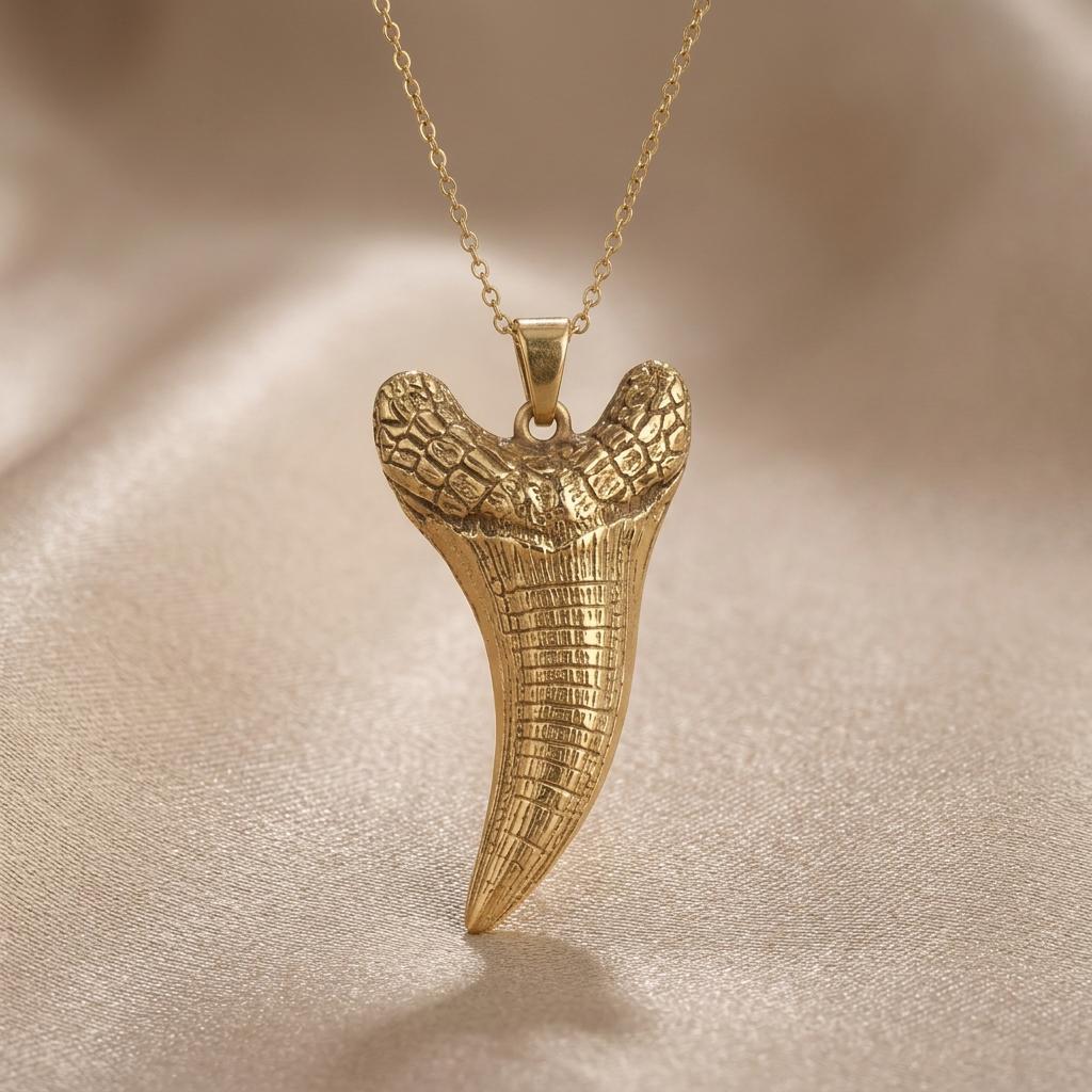 Dakosaurus Tooth Pendant | 925 Sterling Silver | Paleontology Inspired | For Dinosaur Lovers