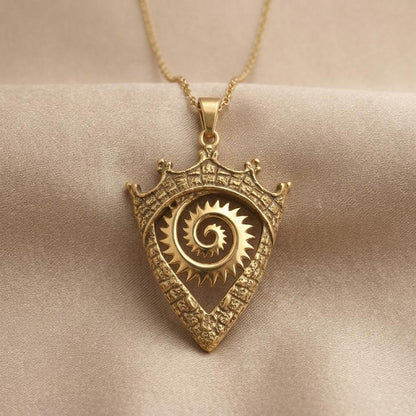 Helicoprion Crown Pendant | 925 Sterling Silver | Ancient Spiral Symbolism | Unique Statement Gift