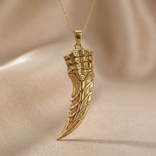 Dunkleosteus Jaw Tooth Pendant | 925 Sterling Silver | Prehistoric Fossil Style | Unique Statement Gift