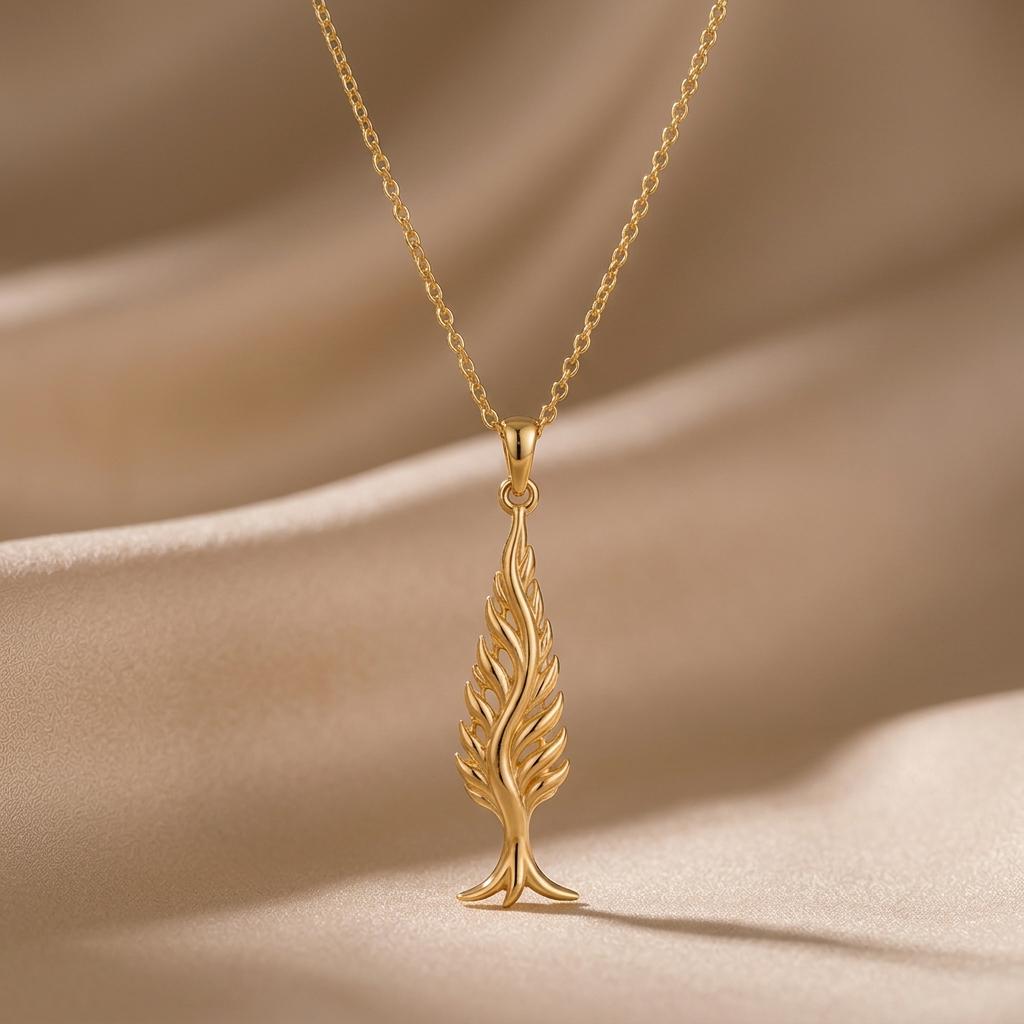 Cypress Flame Pendant | 925 Sterling Silver | Organic Nature Theme | Symbolic Gift for Her