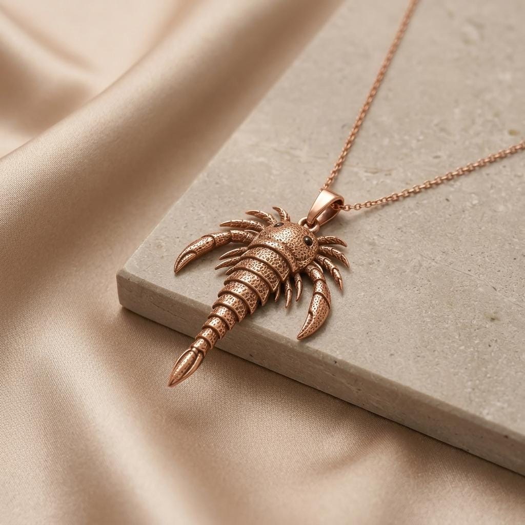 Eurypterid Pendant | 925 Sterling Silver | Prehistoric Fossil Theme | Unique Science Lover Gift