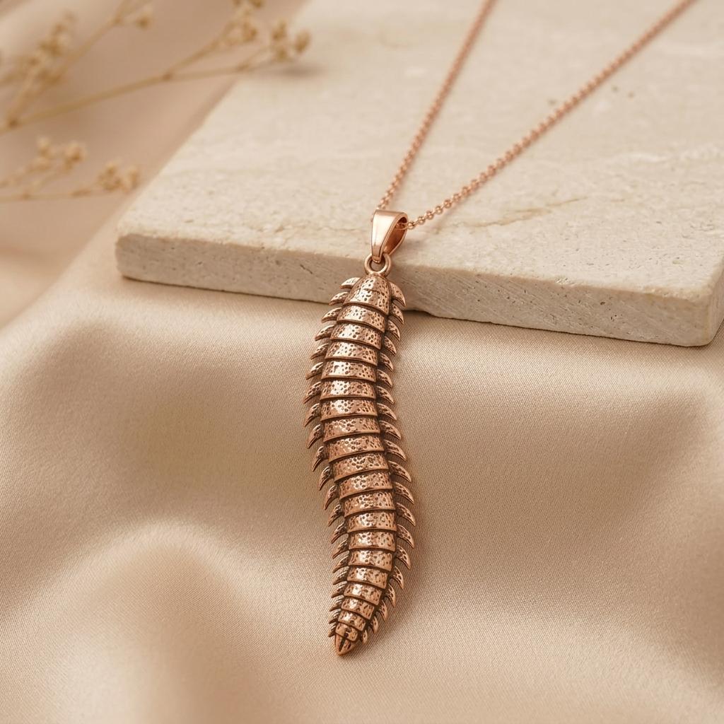 Arthropleura Pendant | 925 Sterling Silver | Paleontology Theme | Science Enthusiast Gift