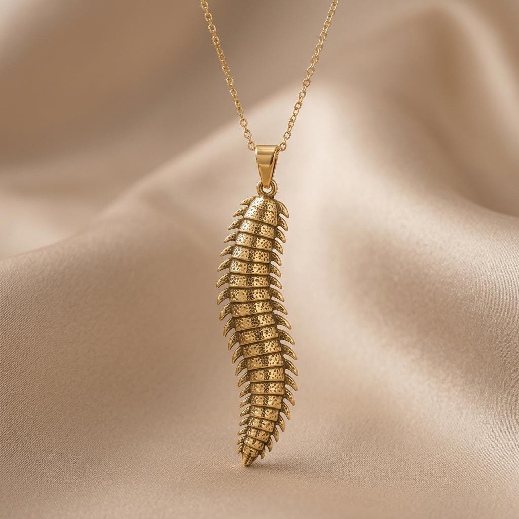 Arthropleura Pendant | 925 Sterling Silver | Paleontology Theme | Science Enthusiast Gift