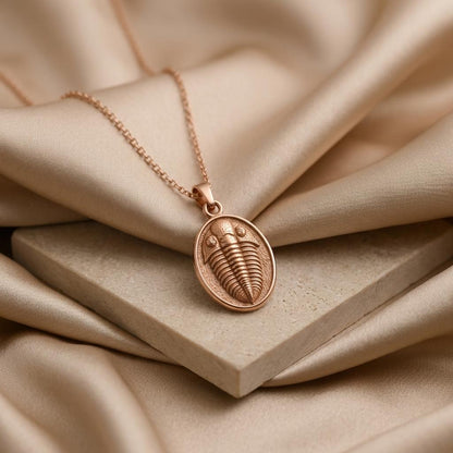 Trilobite Fossil Pendant Necklace | 925 Sterling Silver | Paleontology Theme | Unique Science Gift