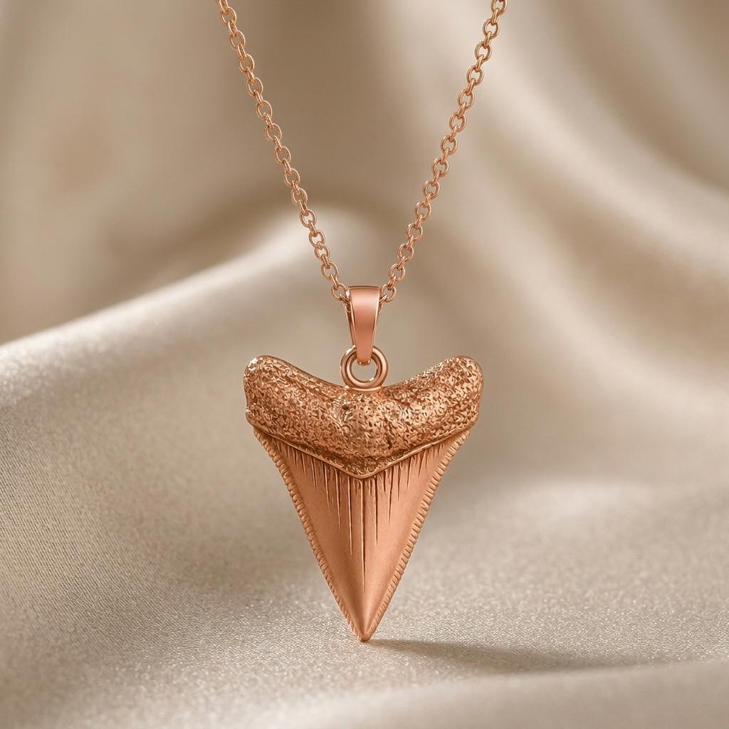 Megalodon Tooth Fossil Pendant Necklace | 925 Sterling Silver, Ocean Lovers | Prehistoric, Nature Inspired Style