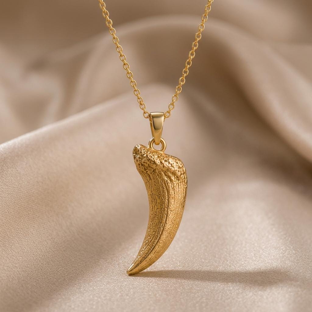 Smilodon Fang Fossil Pendant Necklace | 925 Sterling Silver | Prehistoric Inspired | For History Enthusiasts
