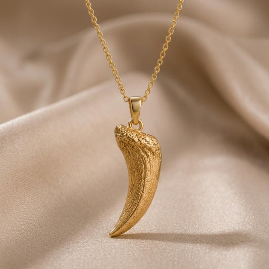 Smilodon Fang Fossil Pendant Necklace | 925 Sterling Silver | Prehistoric Inspired | For History Enthusiasts
