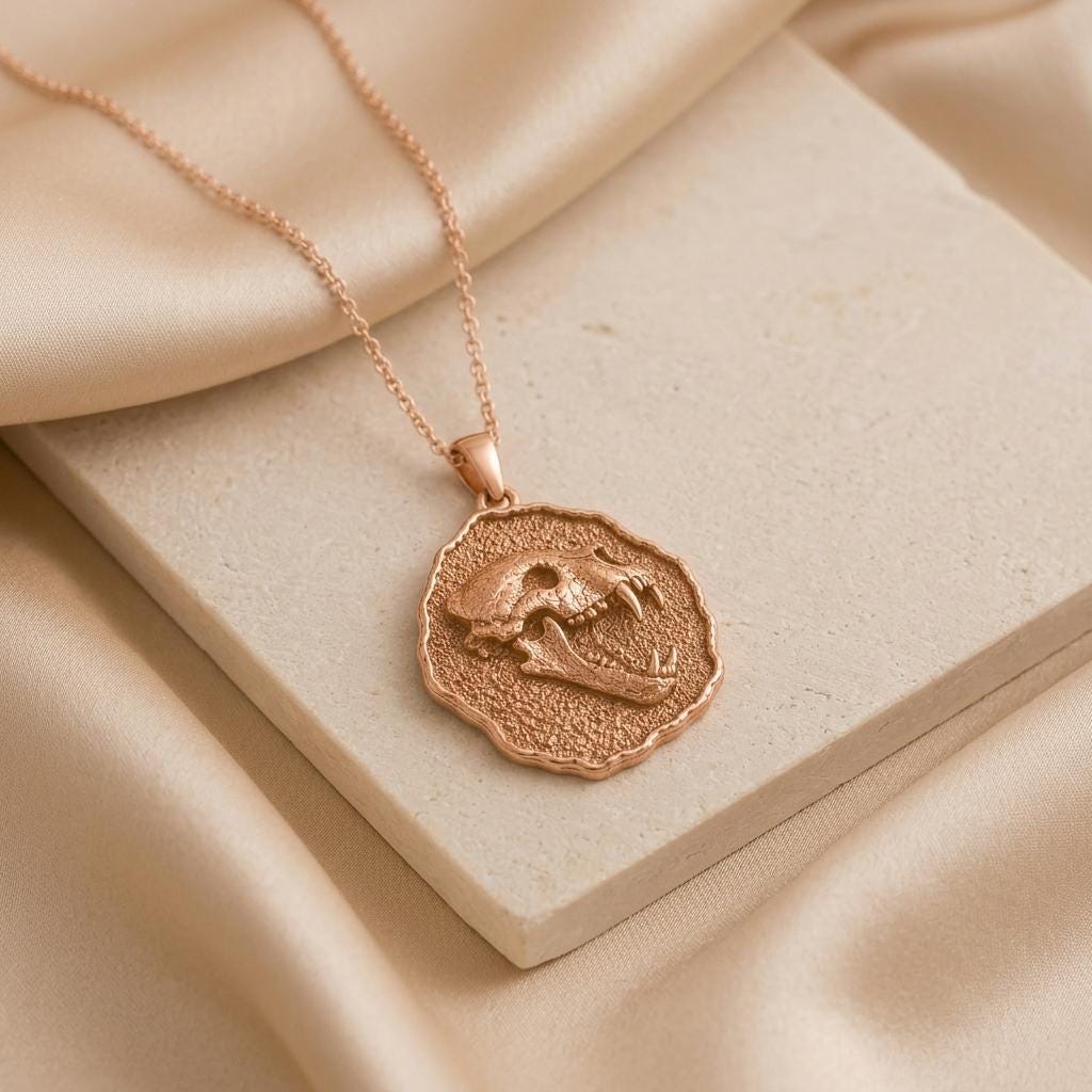 Cave Bear Fossil Pendant Necklace | 925 Sterling Silver | Prehistoric Fossil Theme | Unique Statement Gift