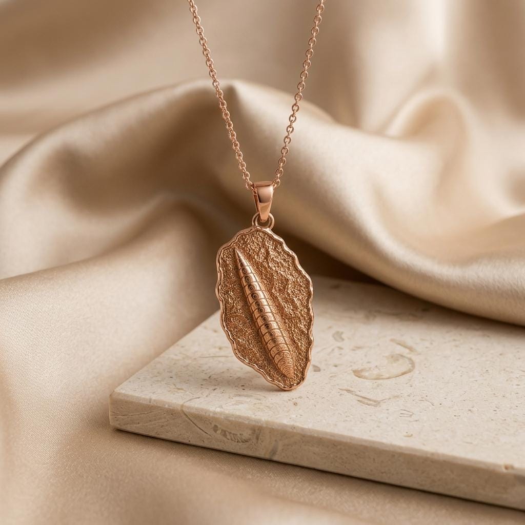 Orthoceras Fossil Pendant Necklace | 925 Sterling Silver | Ancient Fossil Theme | Unique Nature Gift