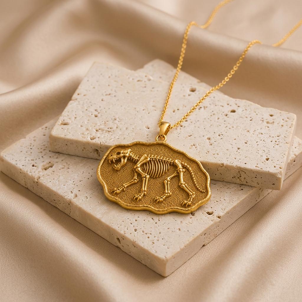 Cave Lion Fossil Pendant | 925 Sterling Silver | Prehistoric Animal Theme | Unique Gift for Explorers