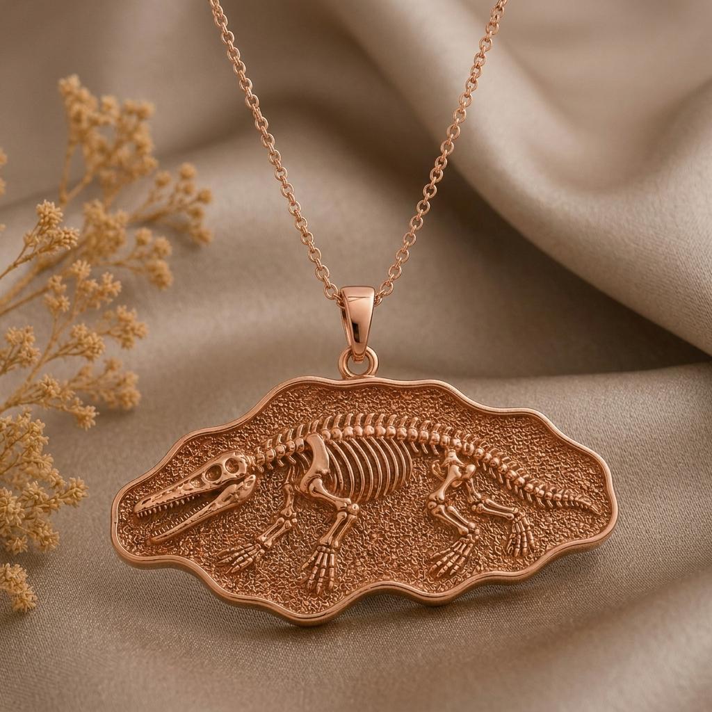 Ambulocetus Fossil Pendant | 925 Sterling Silver | Paleontology Inspired | Gift for Science Lovers