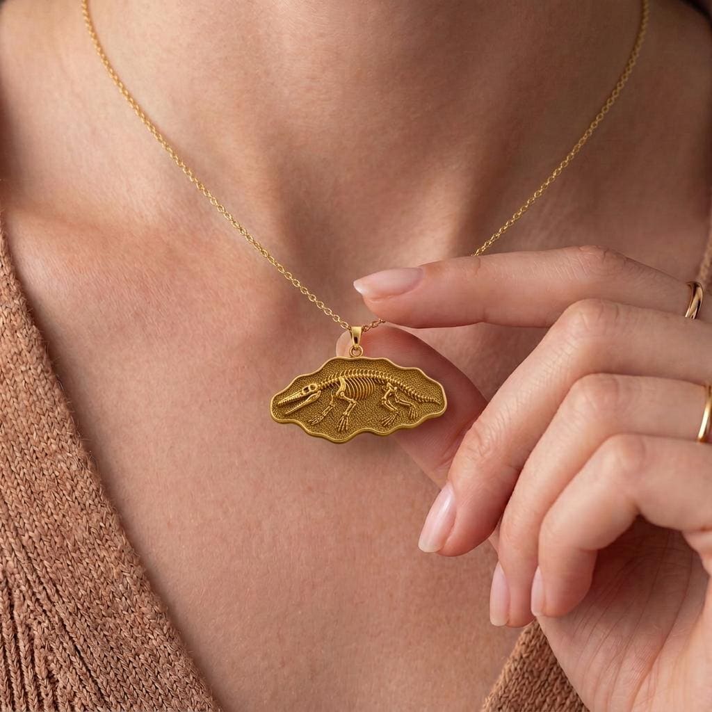 Ambulocetus Fossil Pendant | 925 Sterling Silver | Paleontology Inspired | Gift for Science Lovers