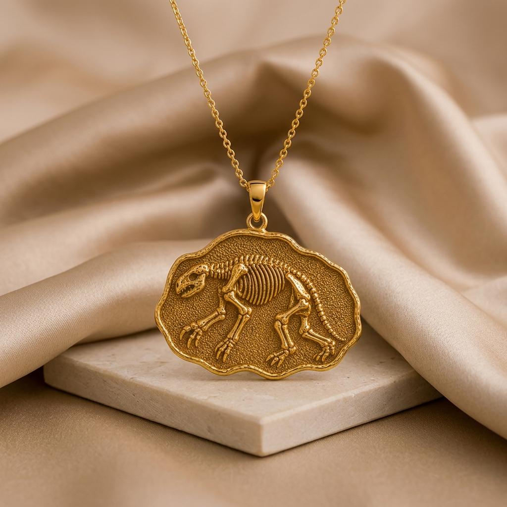 Megatherium Fossil Pendant | 925 Sterling Silver Jewelry | Prehistoric Creature Theme | Paleontology Lover Gift