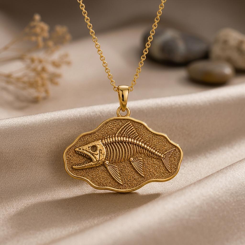 Leedsichthys Fossil Pendant Necklace | 925 Sterling Silver | Paleontology & Ocean Theme | Unique Statement Gift