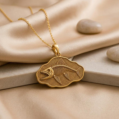 Leedsichthys Fossil Pendant Necklace | 925 Sterling Silver | Paleontology & Ocean Theme | Unique Statement Gift