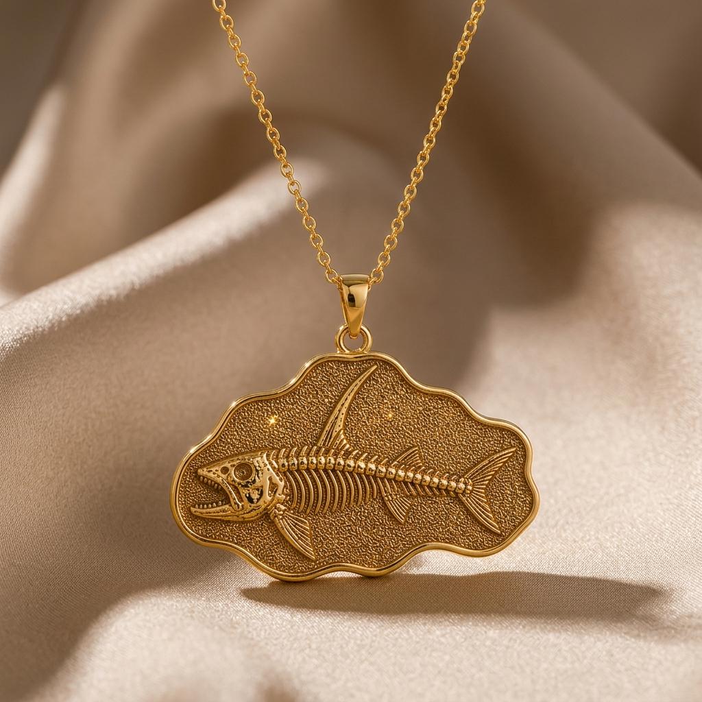 Stethacanthus Fossil Pendant Necklace | 925 Sterling Silver | Paleontology Theme | Gift for Science Lovers