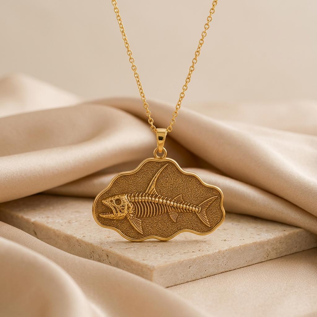 Stethacanthus Fossil Pendant Necklace | 925 Sterling Silver | Paleontology Theme | Gift for Science Lovers