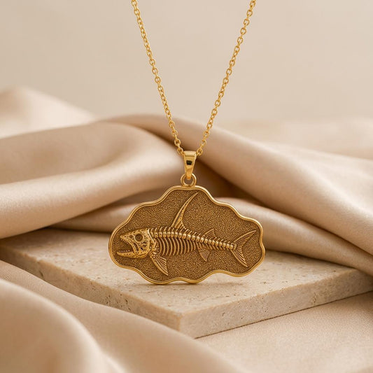 Stethacanthus Fossil Pendant Necklace | 925 Sterling Silver | Paleontology Theme | Gift for Science Lovers