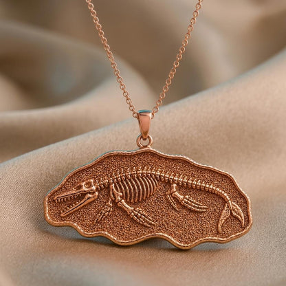 Basilosaurus Fossil Pendant | 925 Sterling Silver | Paleontology Theme | Thoughtful Science Gift