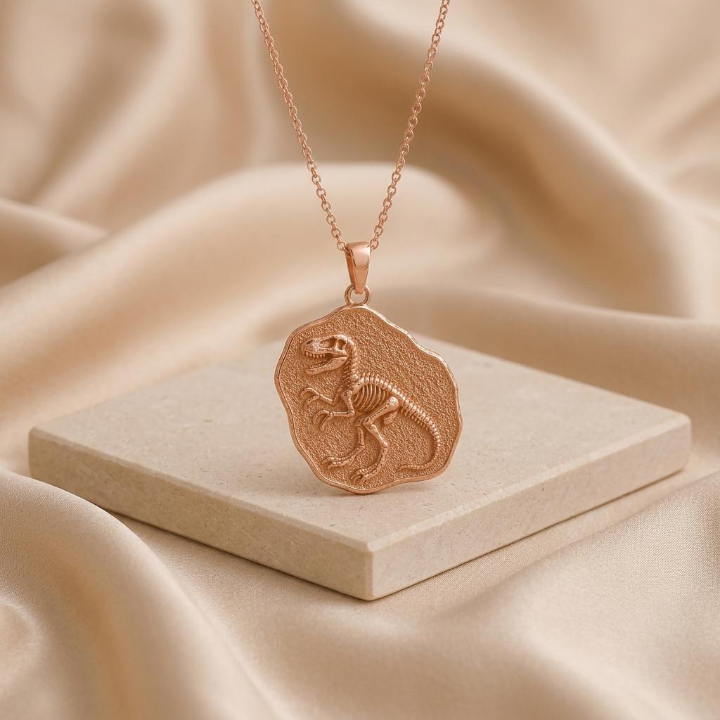 Velociraptor Fossil Pendant | 925 Sterling Silver | Paleontology Theme | Unique Present