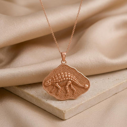 Ankylosaurus Fossil Pendant | 925 Sterling Silver | Prehistoric Dinosaur Theme | Unique Science Gift