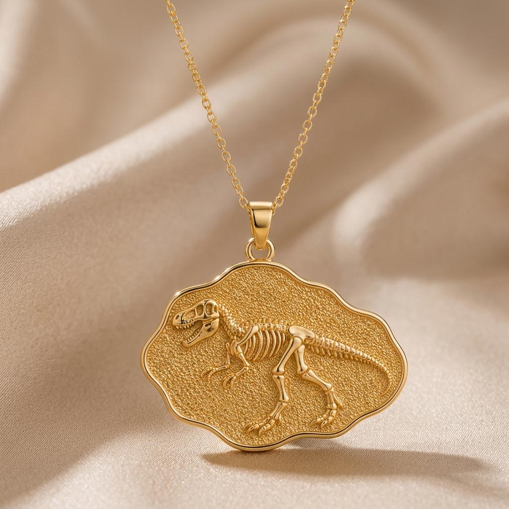 Allosaurus Fossil Pendant Necklace | 925 Sterling Silver | Prehistoric Fossil Theme | Gift for Paleontology Enthusiasts
