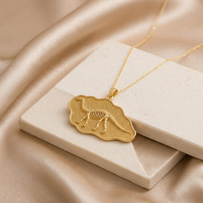 Diplodocus Fossil Pendant Necklace | Dinosaur Lover's Jewelry | Prehistoric Fossil Theme | Unique Gift for Dino Enthusiasts