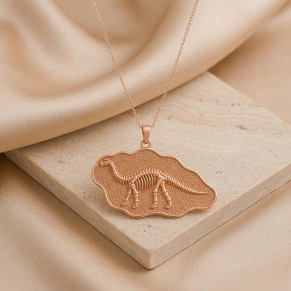 Apatosaurus Fossil Pendant | 925 Sterling Silver for Science Fans | Paleontology Theme Unique Design | Educational & Thoughtful Gift
