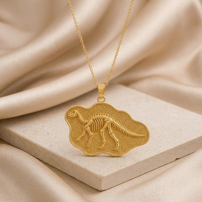 Iguanodon Fossil Pendant Necklace | 925 Sterling Silver | Dinosaur Fossil Theme | Science Lover Gift