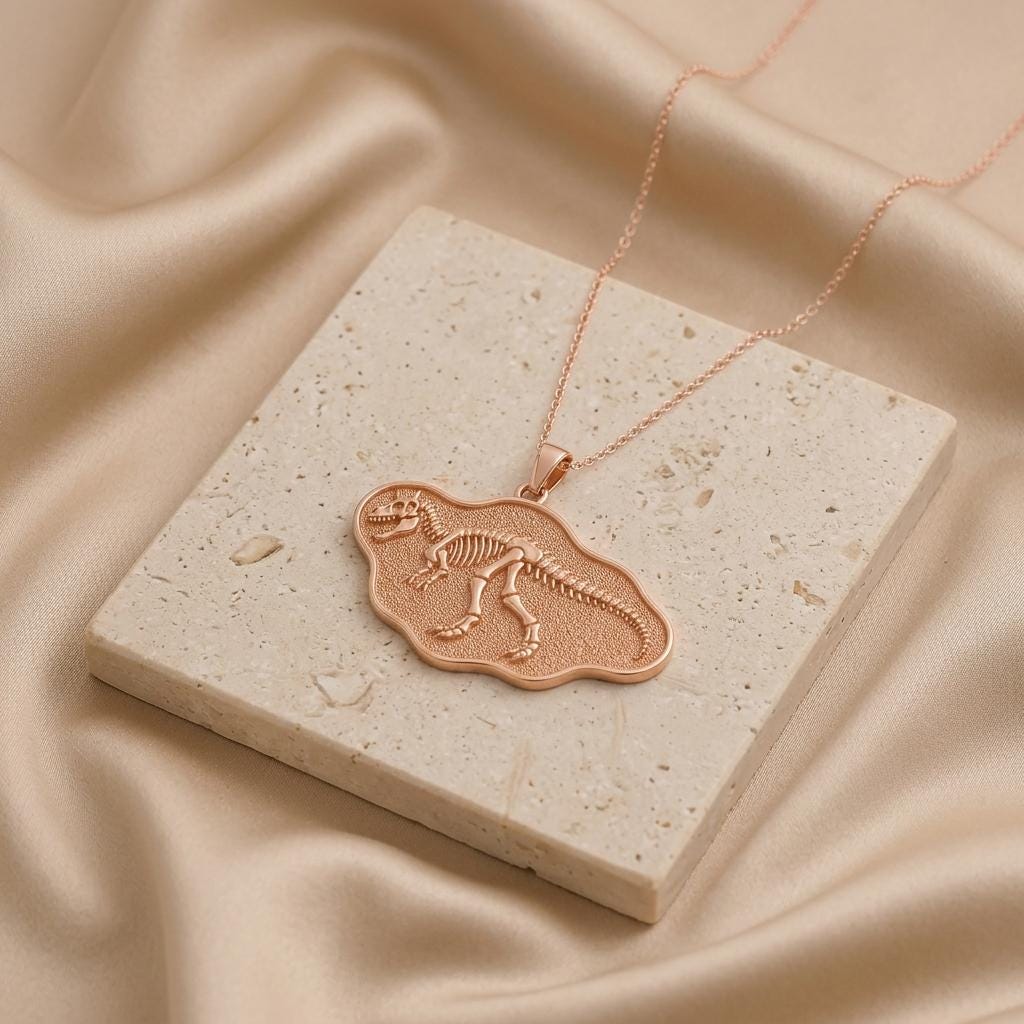 Carnotaurus Fossil Pendant | 925 Sterling Silver | Prehistoric Fossil Theme | Unique Science Gift
